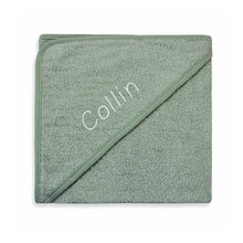 Afbeelding in Gallery-weergave laden, Badcape met naam - stone green