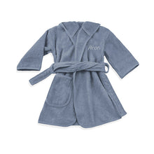 Afbeelding in Gallery-weergave laden, Badjas met naam geborduurd - grey/blue