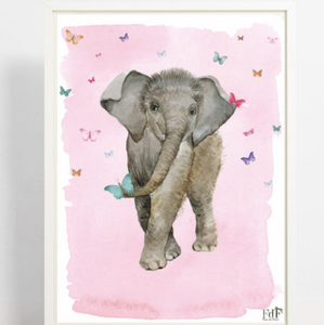 Fleur des fleurs poster A3 - Elephant & butterflies