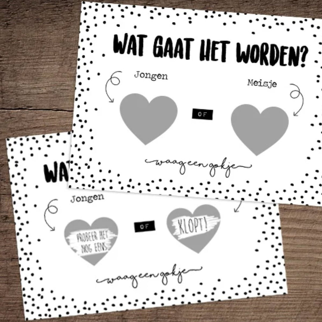 Hippekaartjes kraskaart - 'Wat gaat het worden? - Meisje' - Ikenmijnmama