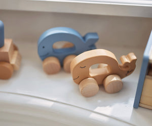 Jollein houten speelgoedauto walvis - Caramel - Ikenmijnmama