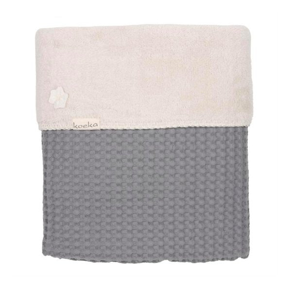 Koeka ledikantdeken wafel/teddy Oslo - Steel grey/pebble - Ikenmijnmama