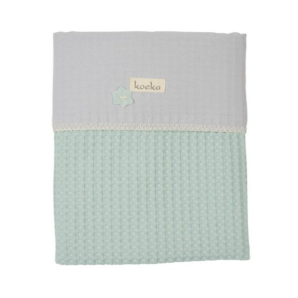 Koeka wiegdeken wafel/flanel Antwerp - Misty mint/silver grey - Ikenmijnmama