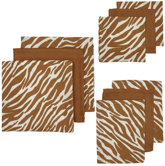 Meyco hydrofiel starterset 9-delig - Zebra/camel - Ikenmijnmama