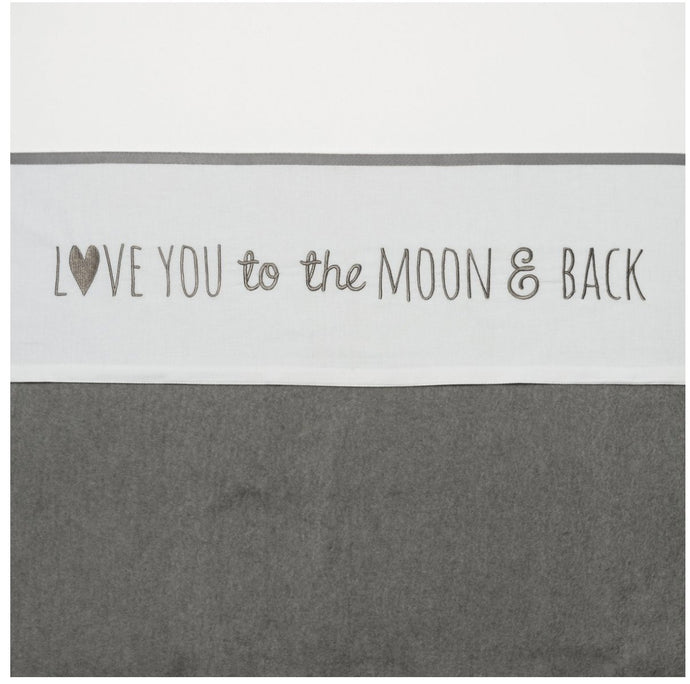 Meyco ledikantlaken 'love you to the moon & back ' - Grijs - Ikenmijnmama