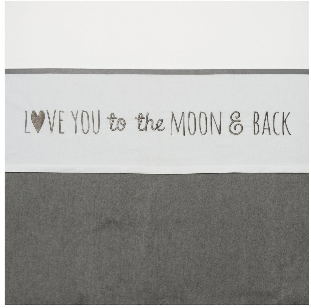 Meyco ledikantlaken 'love you to the moon & back ' - Grijs - Ikenmijnmama