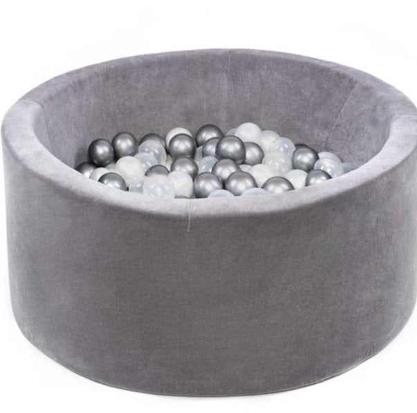 MISIOO ballenbad velours grijs - rond 90x40cm - Ikenmijnmama