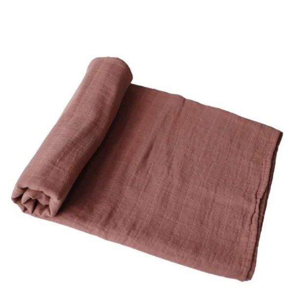 Mushie hydrofiele doek XL swaddle - Cognac - Ikenmijnmama