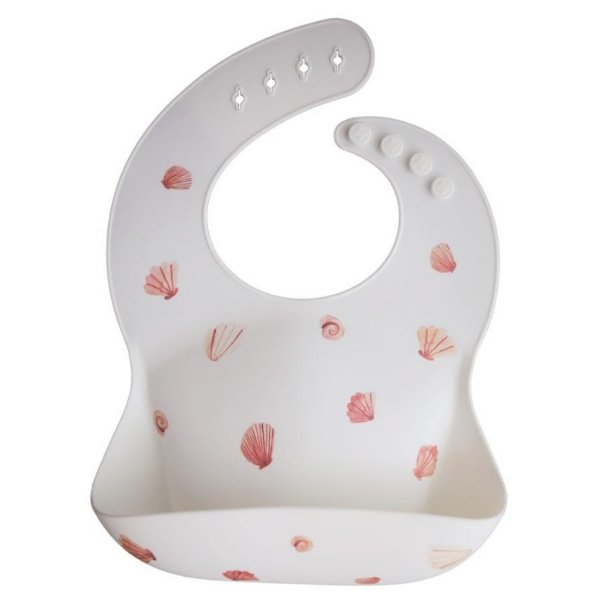 Mushie siliconen bibs slab - Sea shells ivory - Ikenmijnmama