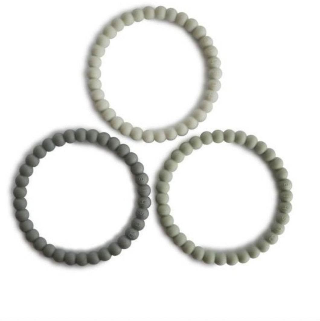 Mushie siliconen bijtringen bracelet (3 stuks) - Green tea - Ikenmijnmama