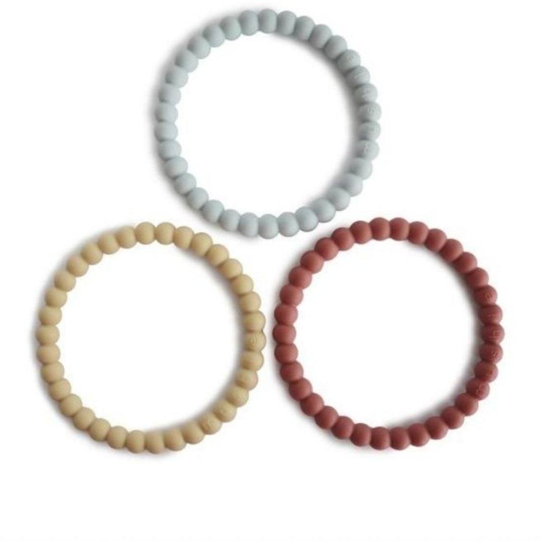 Mushie siliconen bijtringen bracelet (3 stuks) - Mellow - Ikenmijnmama