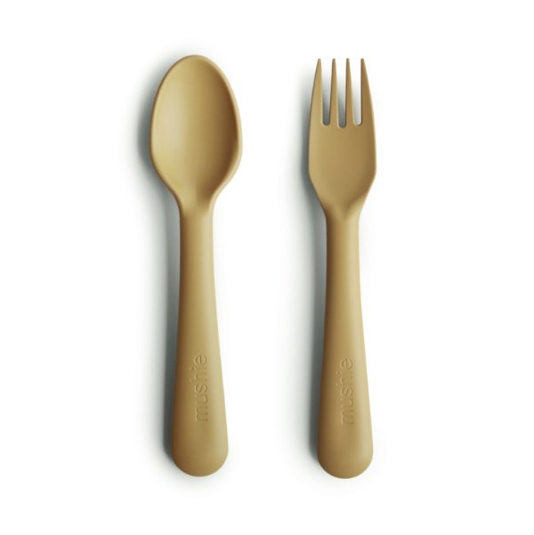 Mushie vork en lepel - Mustard - Ikenmijnmama